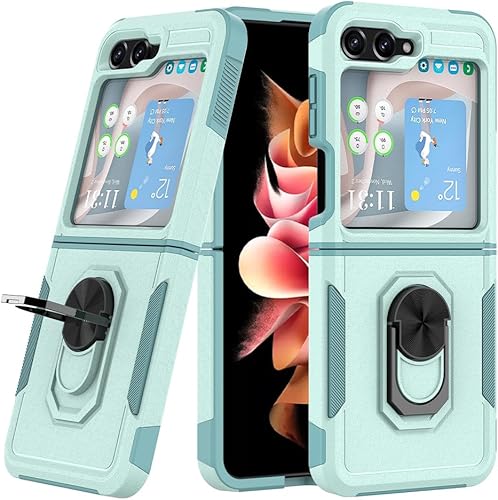 Knoowcase Funda para Galaxy Z Flip 5 a prueba de golpes, funda para teléfono Samsung Z Flip 5 con anillo de grado militar, protección completa de