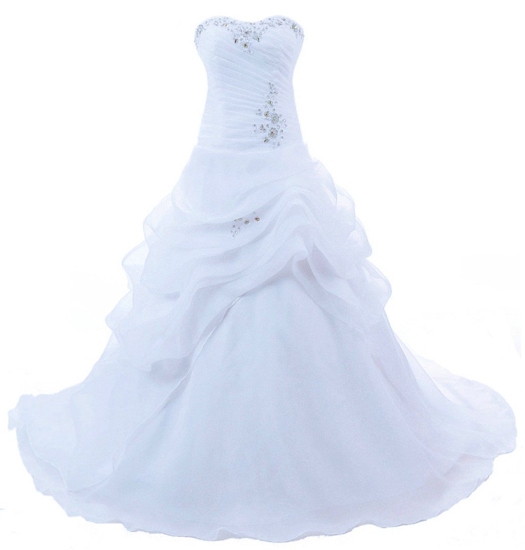 Vantexi Élégant Chérie Organza Robes de mariée Robe de Mariage Perlage Robe de Nuptiale Femmes Longue