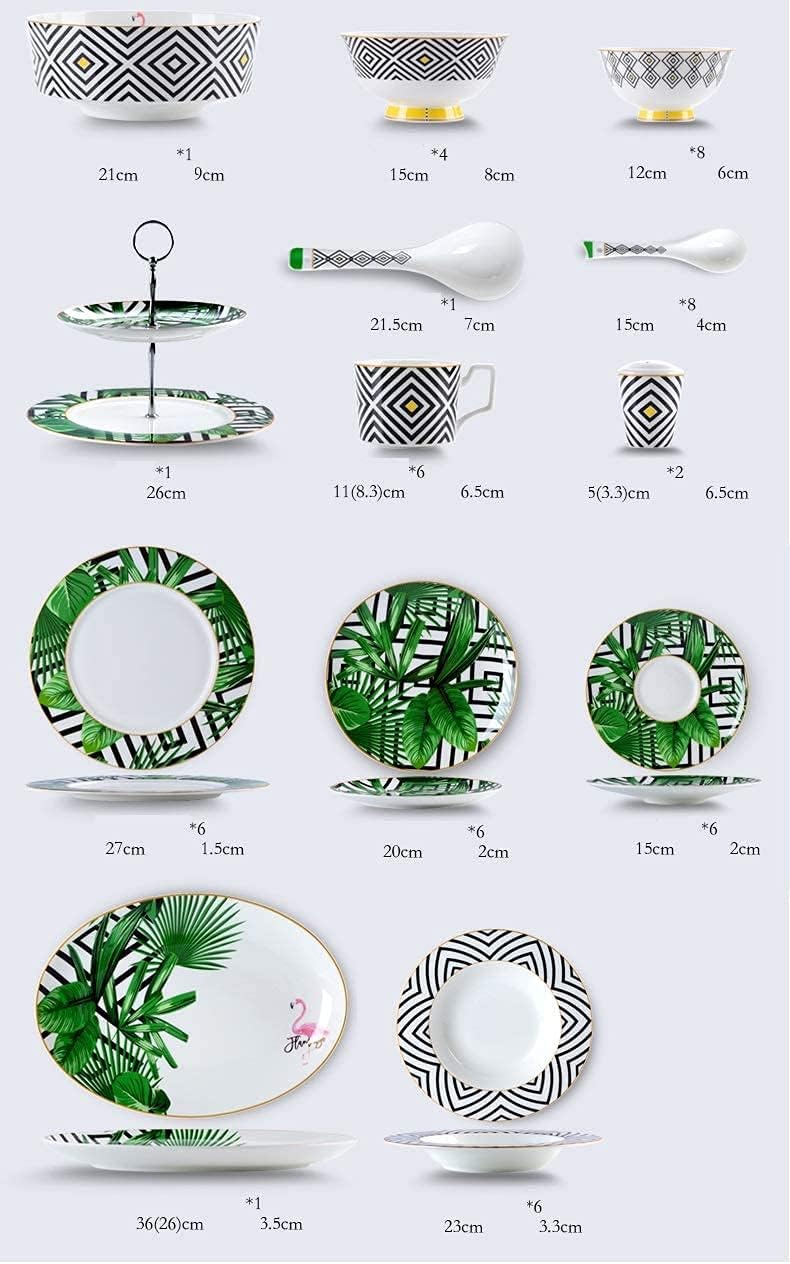 56ピース 24Kゴールド 花柄 ディナーウェアセット 北欧風 陶磁器 食器セット ボウル/デザートプレート/スーププレート/ディナ