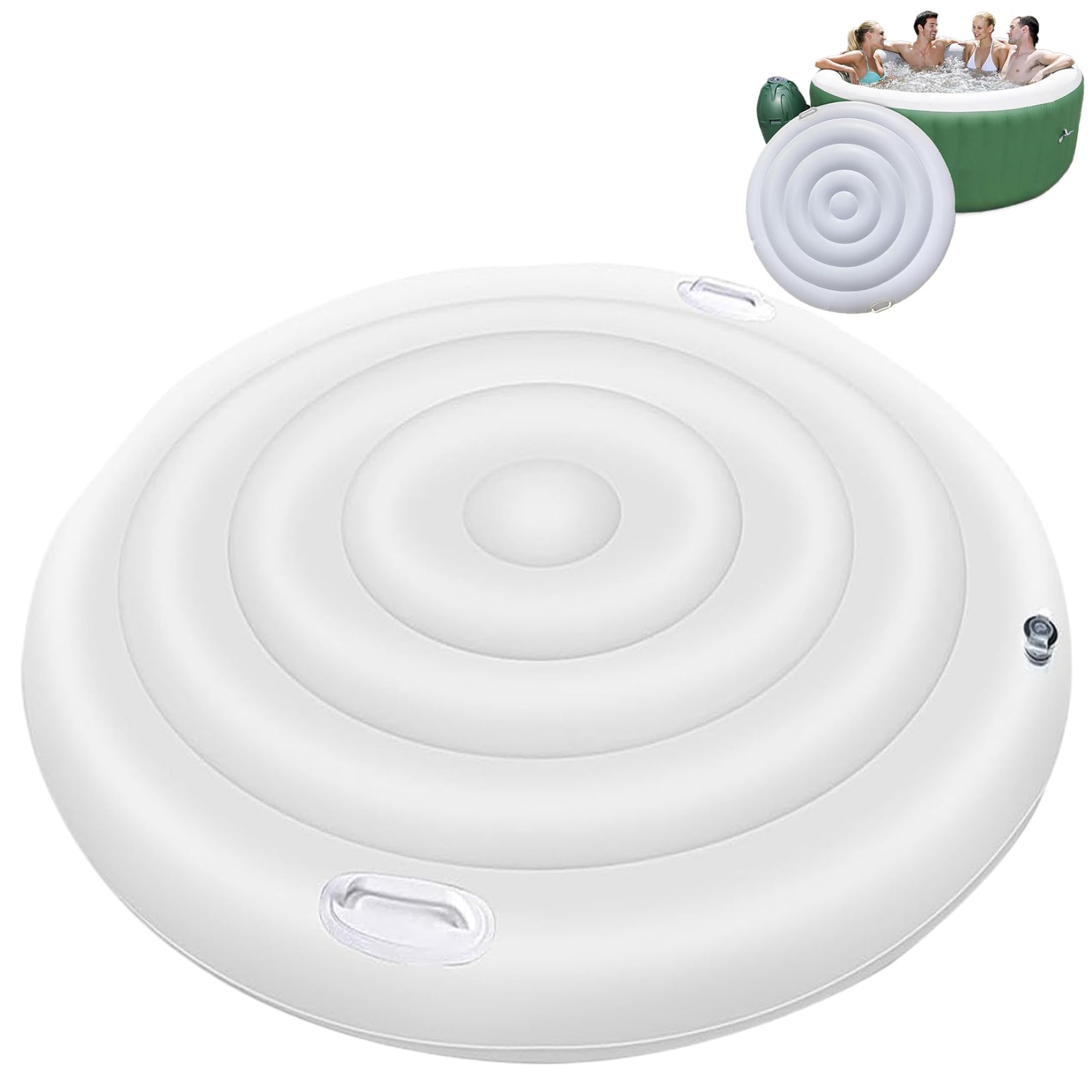 Funda inflable para bañera de hidromasaje de 57 pulgadas, cubierta aislada para jacuzzi, resistente al viento y a la lluvia, cubierta redonda para bañera de hidromasaje con asas, cubiertas de spa de