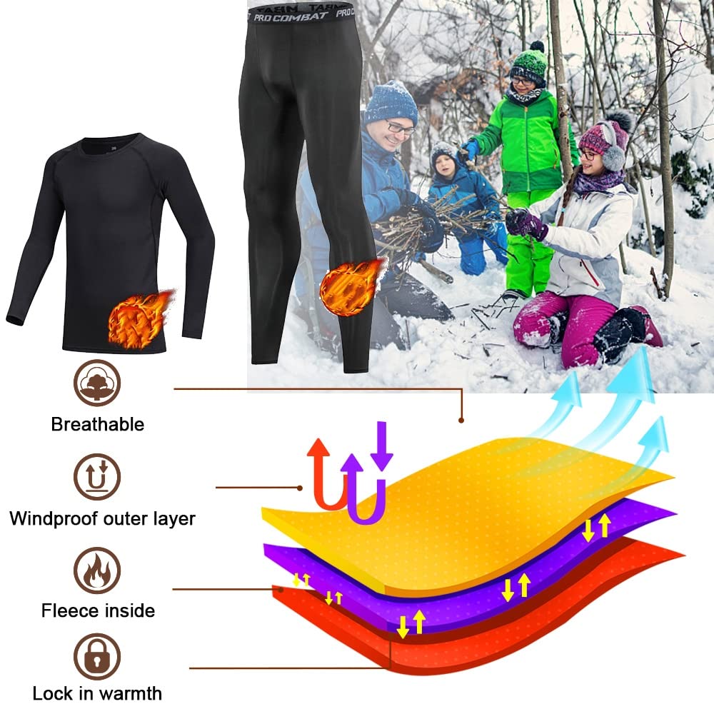 Yutdeng Set Intimo Termico Bambino Biancheria Intima Termica Ragazzo Ragazza Calcio Manica Lunga Pantaloni Termici Set Base Layer Funzione Traspirante Riscaldante e ad Asciugatura Rapida(110-160 cm)