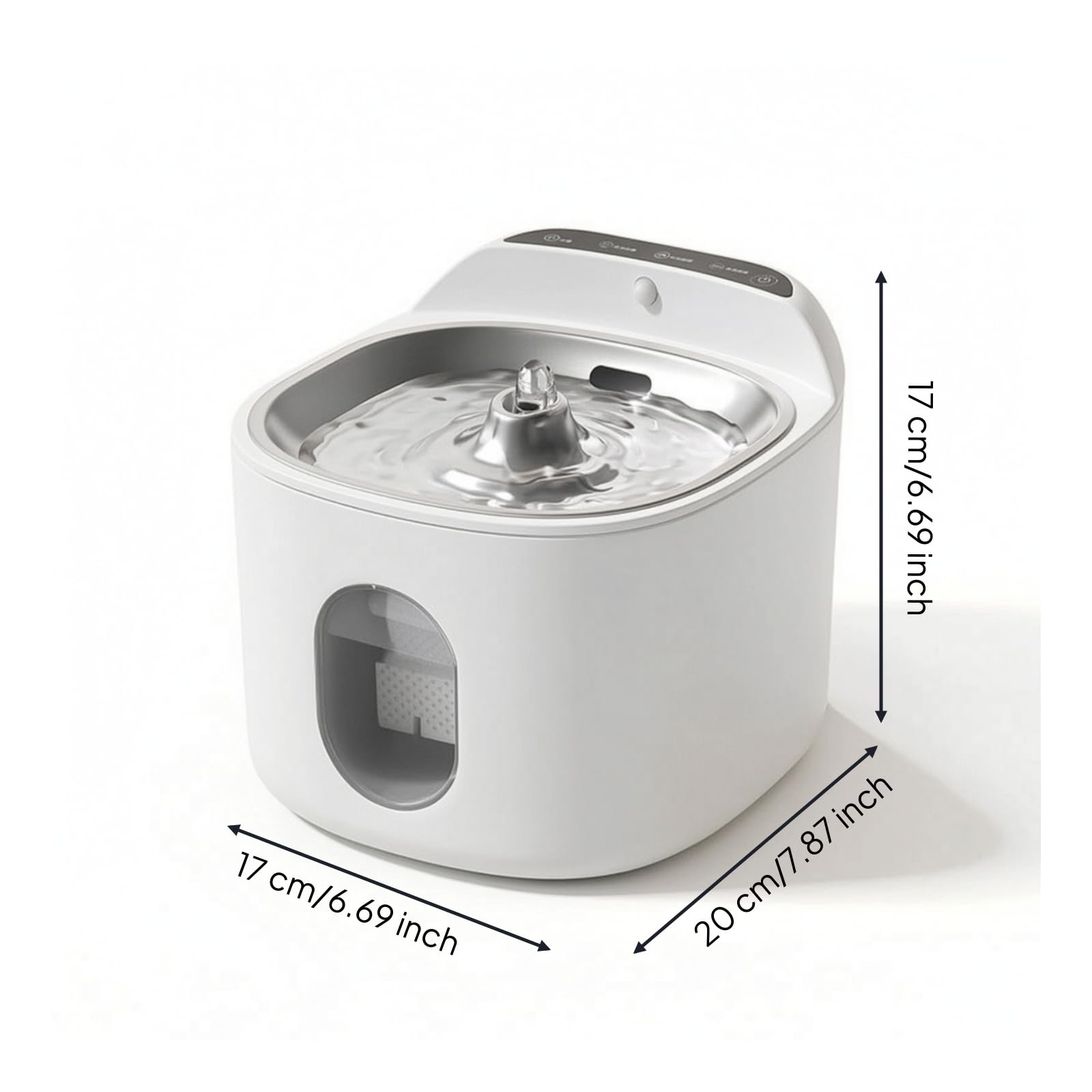 Fontana Automatica per Animali Domestici Distributore d'Acqua Abbeveratoio Serbatoio Acciaio Inox 304 Corpo Finestra, Bianco, Fontana per Animali Domestici Intelligente