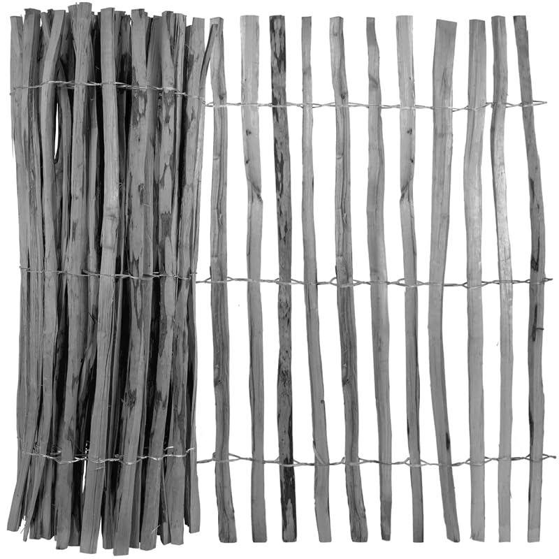 VOSS.garden 5m Staketenzaun Anthrazit Haselnuss 120cm Höhe Lattenabstand 3-4cm Gartenzaun