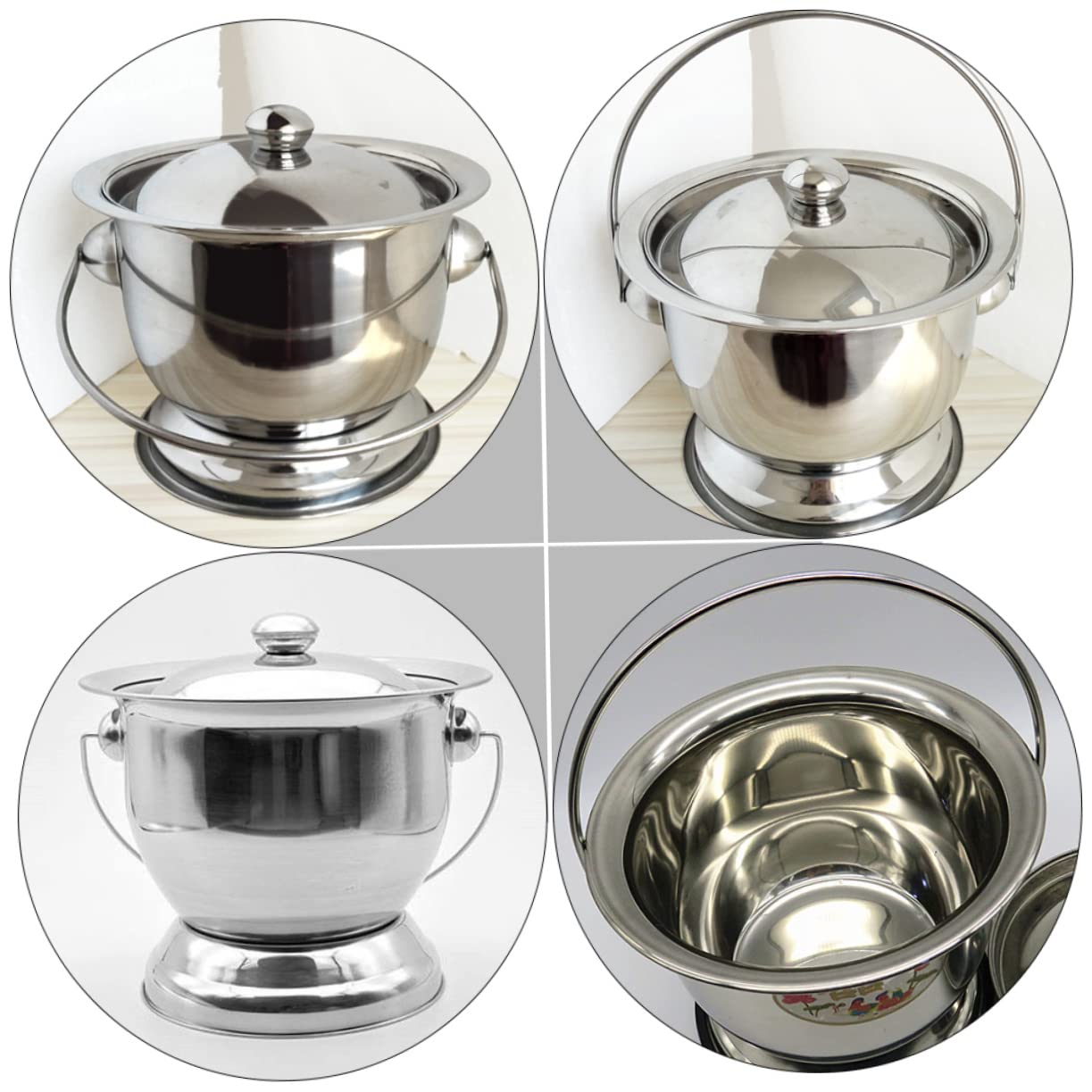 BCOATH Urine Bedpan Handle Stainless Steel Urinal Portable Potty Urinal Bucket Odor- Easy to Lift
