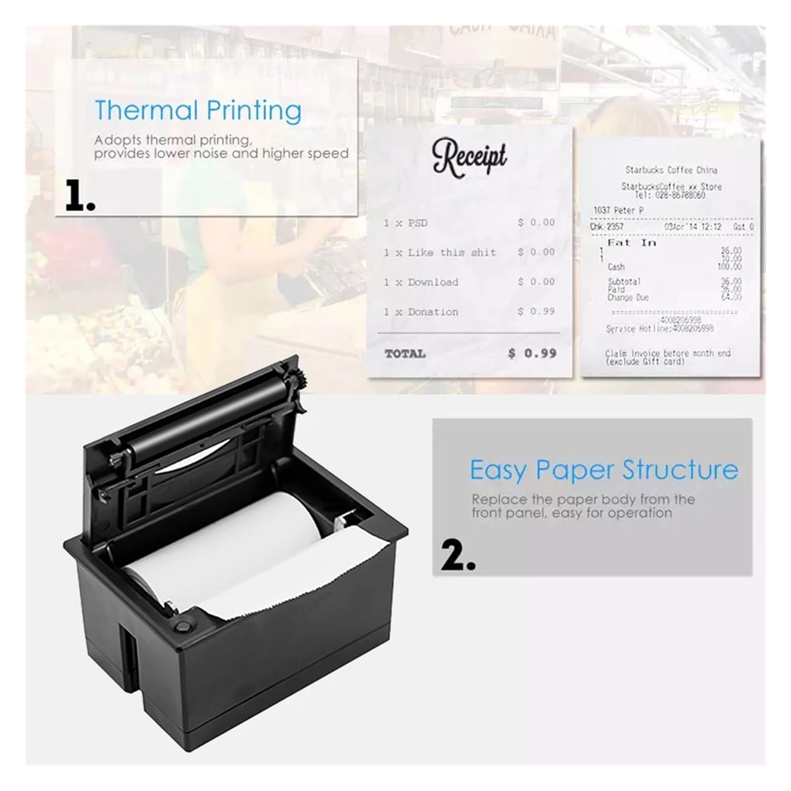 58 Mm Embedded Thermodrucker Mit USB & RS232 – 80 Mm/s, 203 Dpi – Für Etiketten, Belege & Mehr