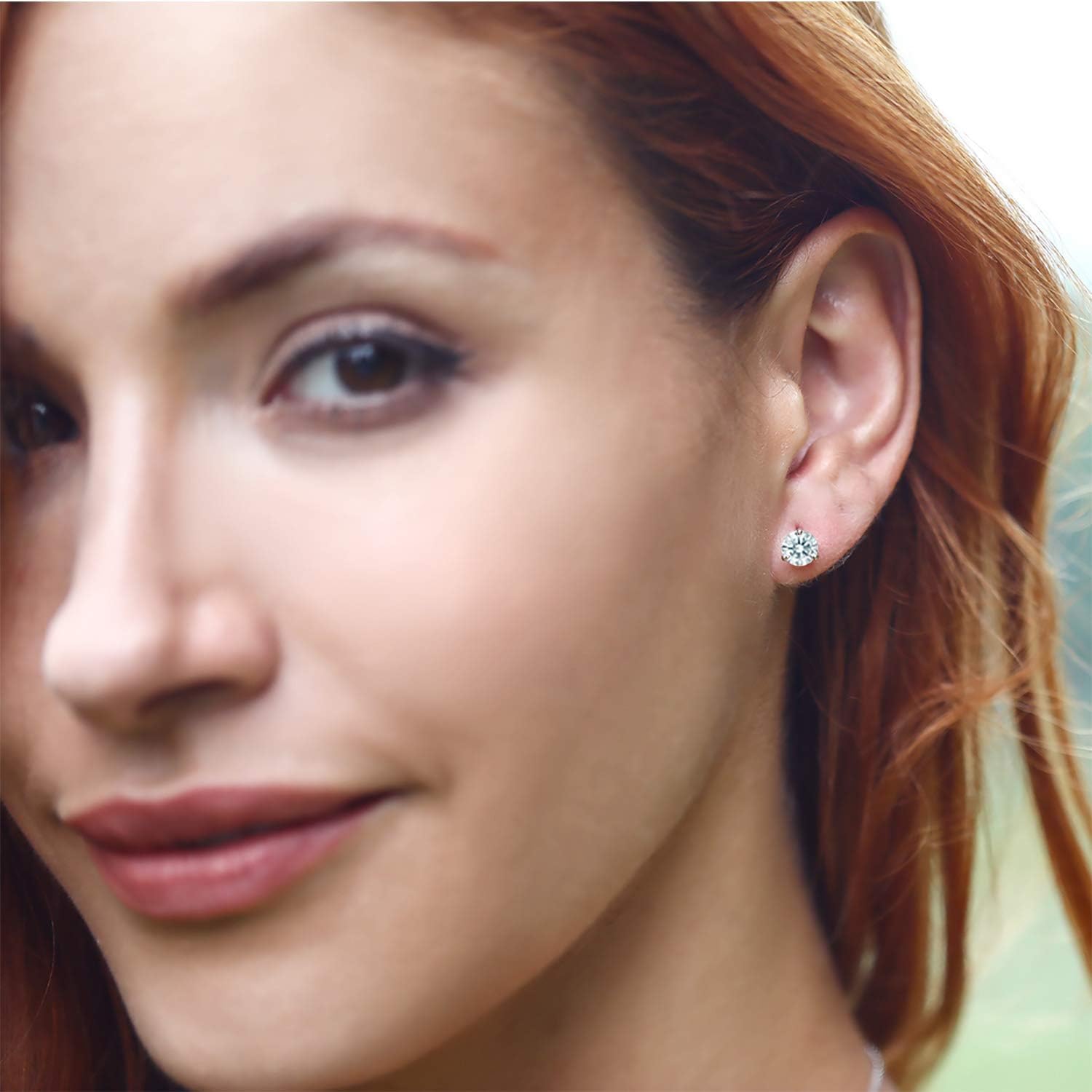 Gem Stone King 18K White Gold Martini Stud Earrings For Women Men Set with White Zirconia - Image 4