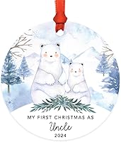 Vista 55 de Andaz Press Adorno de recuerdo de Navidad de metal redondo personalizado para la familia, My First Christmas As Gigi 2024, acuarela de osos polares