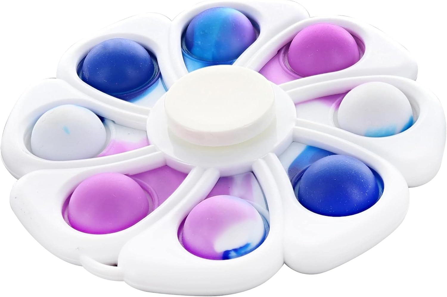 Pop Fidget Toy Spinner White Flower 8-Button Bubble Popping Game | Satisfying Hand Popper Sensory Toys for Special Needs, ADD, ADHD | Anxiety and Stress Relief Games, Novelty Gifts