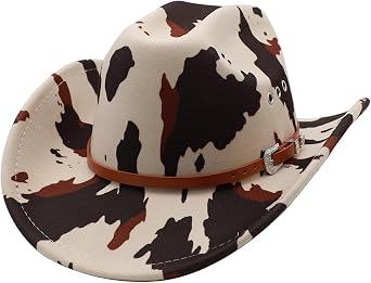 Cowboy Hat for Men Western Cowgirl Hat for Women Unisex Wide Brim Felt Fedora Hats Classic Cowboy Hats with Buckle Belt
