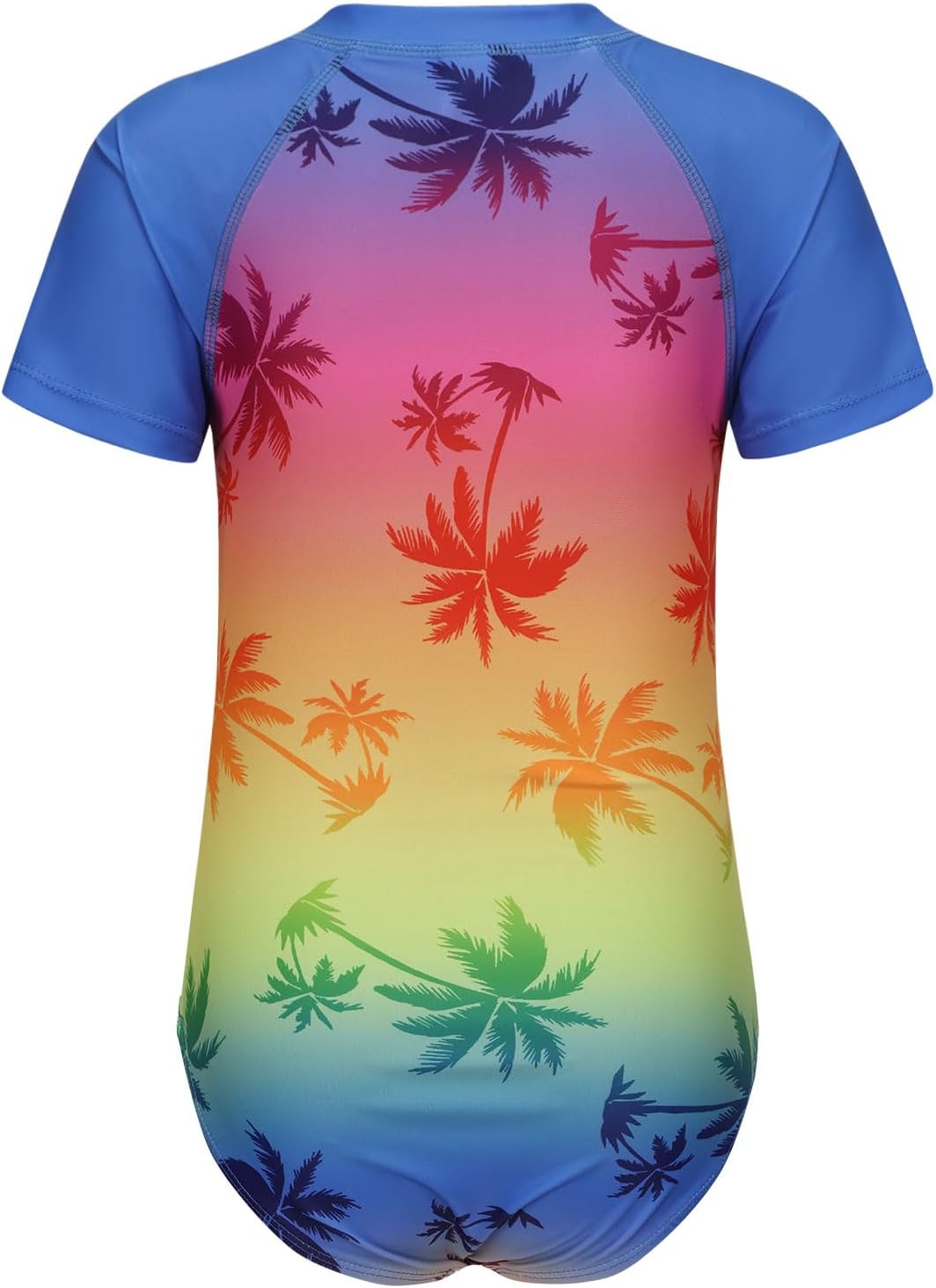 Girls One Piece Rash Guard Swimsuits for Kids Girls Short Sleeve Bathing Suits with Front Zipper Swimwear 3-16 Years - Image 2