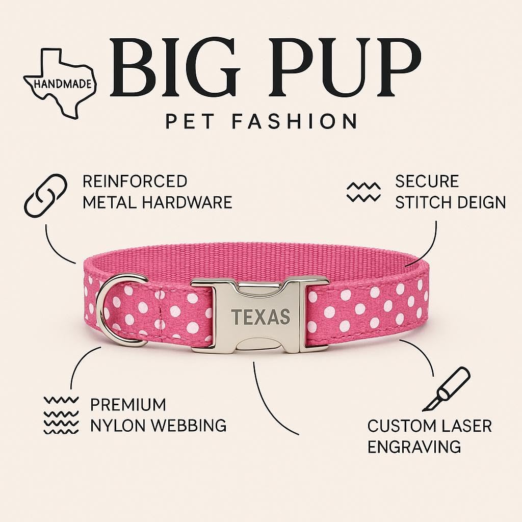 Big Pup Pet Fashion Polka Dot Dog Collar Bow Tie for Girl and Boy Dogs | Cute Colorful Pet Bowtie for Cats and Puppies | Pet Collar Accessory(Medium/Large, Black)