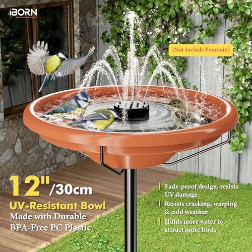 iBorn 36″ Standing Bird Feeder for Outdoors with 3 Adjustable Height Pole,12″ BPA-Free Plastic Platform Bird Feeder Seed Tray,5-Prongs Base,Birdfeeders Tray with Pole,Pack of 1（Not Include Fountain） by iBorn - Image 7