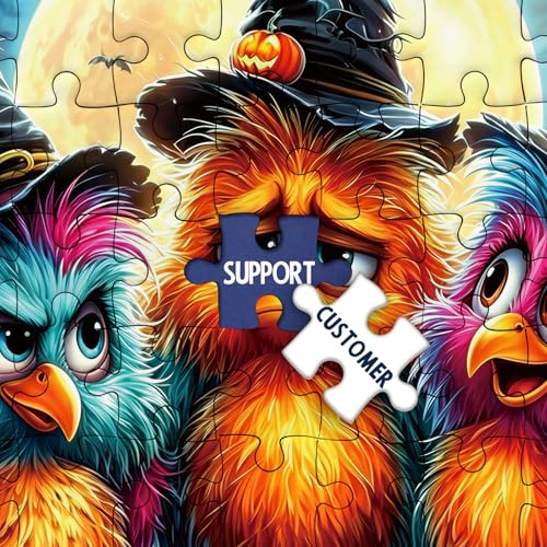 Halloween Owl Tree Puzzles for Adults 1000 Pieces Fun, Cute Bird Animal Plant Moon Art Jigsaw Puzzles, Colorful Cartoon Pumpkin Wildlife Fantasy Puzzle - image 7
