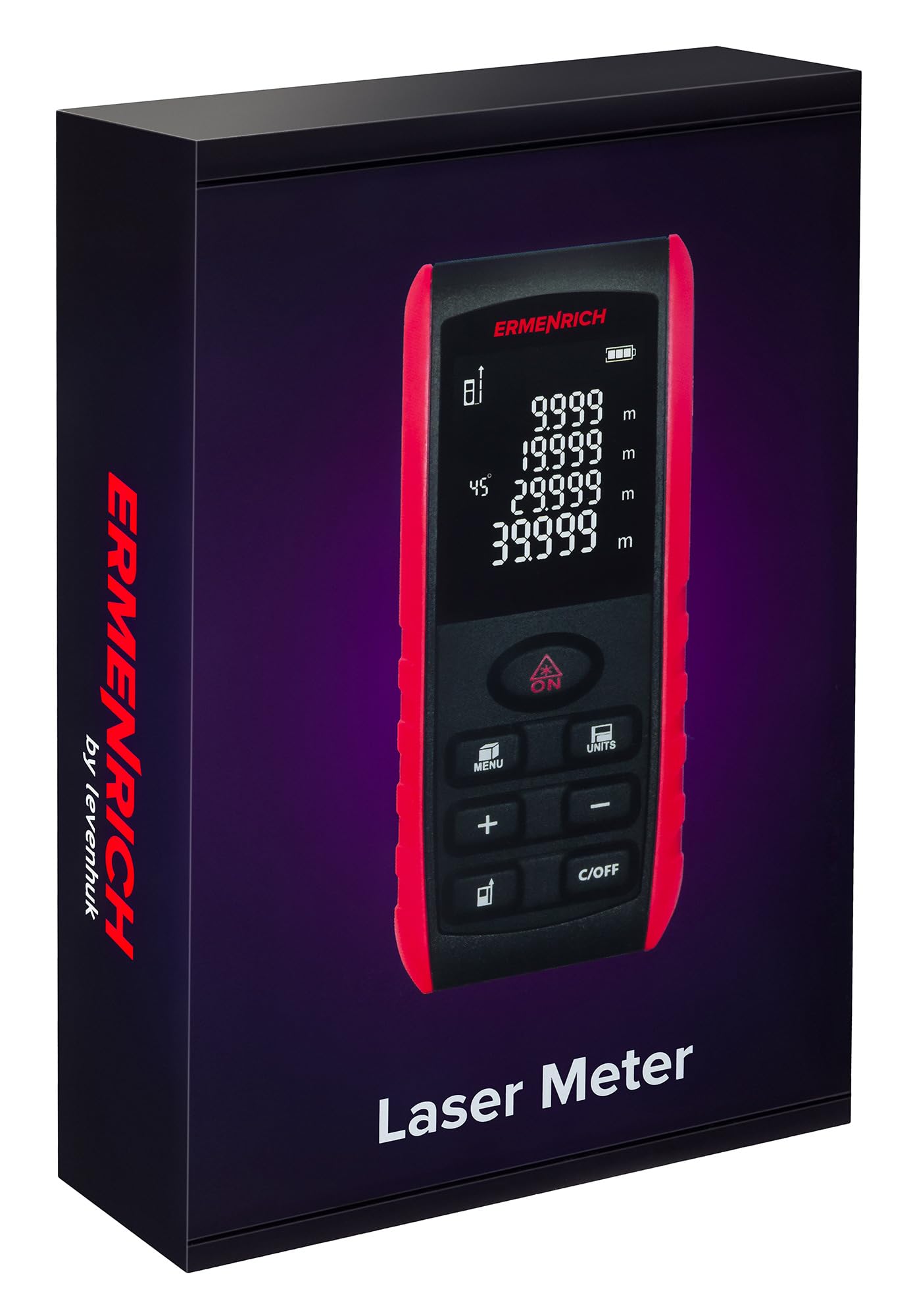 Reel Pro GE100 Telémetro Láser Profesional 100M 330ft | Medidor Láser Digital con LCD Retroiluminada, Medición de Área Volumen y Ángulos, Modo Pitágoras, 99 Registros