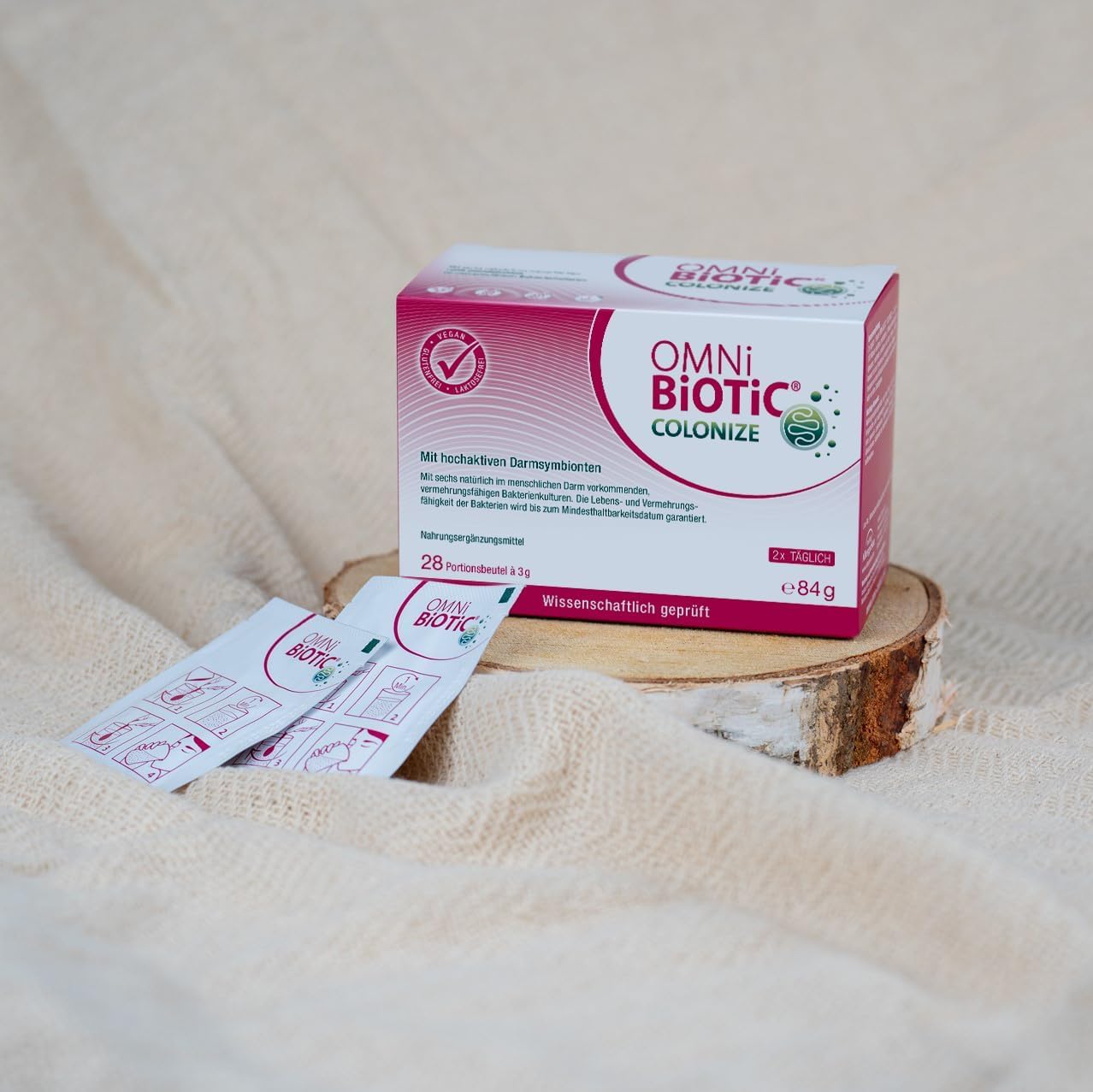 OMNi BiOTiC COLONIZE | 56 Portionen (168 g) | 6 Bakterienstämme | 18 Mrd. Keime pro Tagesdosis | Pulver | Vegan | Zur täglichen Anwendung | Mit Bakterien für die Darmflora