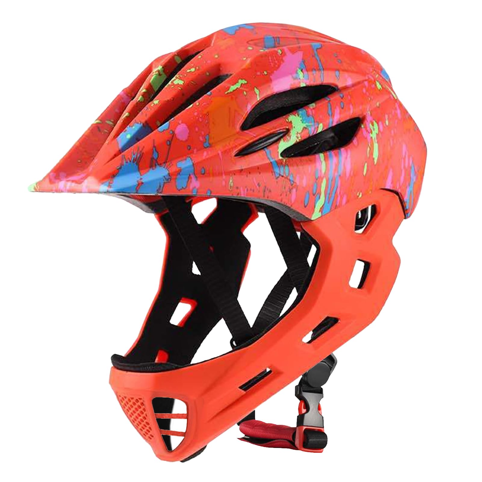 Full Face Adjustable Kids Bike Helmets, Lightweight Toddler Helmets with LED Light, Ventilation, for Sun Protection with Sponge Pad (M) — view 6