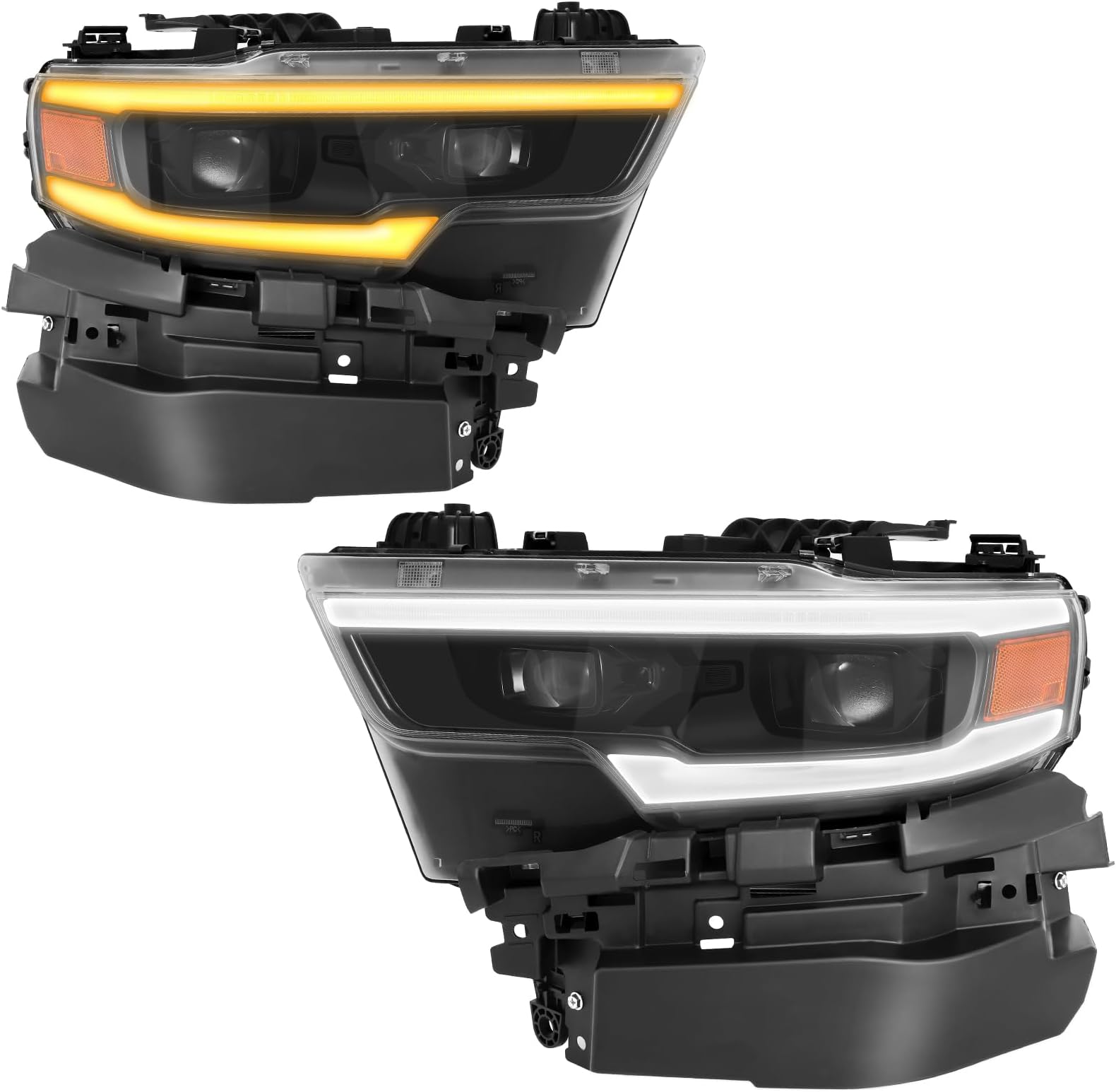 500% Brighter LED Projector Wo/AFS Headlight Assembly with DRL Fit For 2019-2022 Dodge Ram 1500 Limited Longhorn TRX 2019 2020 2021 2022 Head Lamps Left Side And Right Side-S