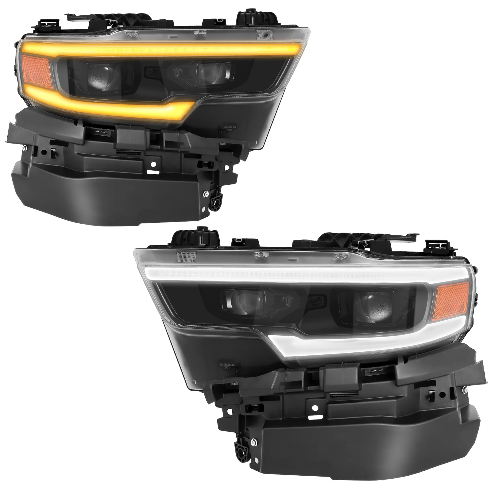 500% Brighter LED Projector Headlight Assembly with DRL Fit For 2019-2022 Dodge Ram 1500 TRX/Longhorn 2019 2020 2021 2022 Head Lamps Left Side And Right Side-S