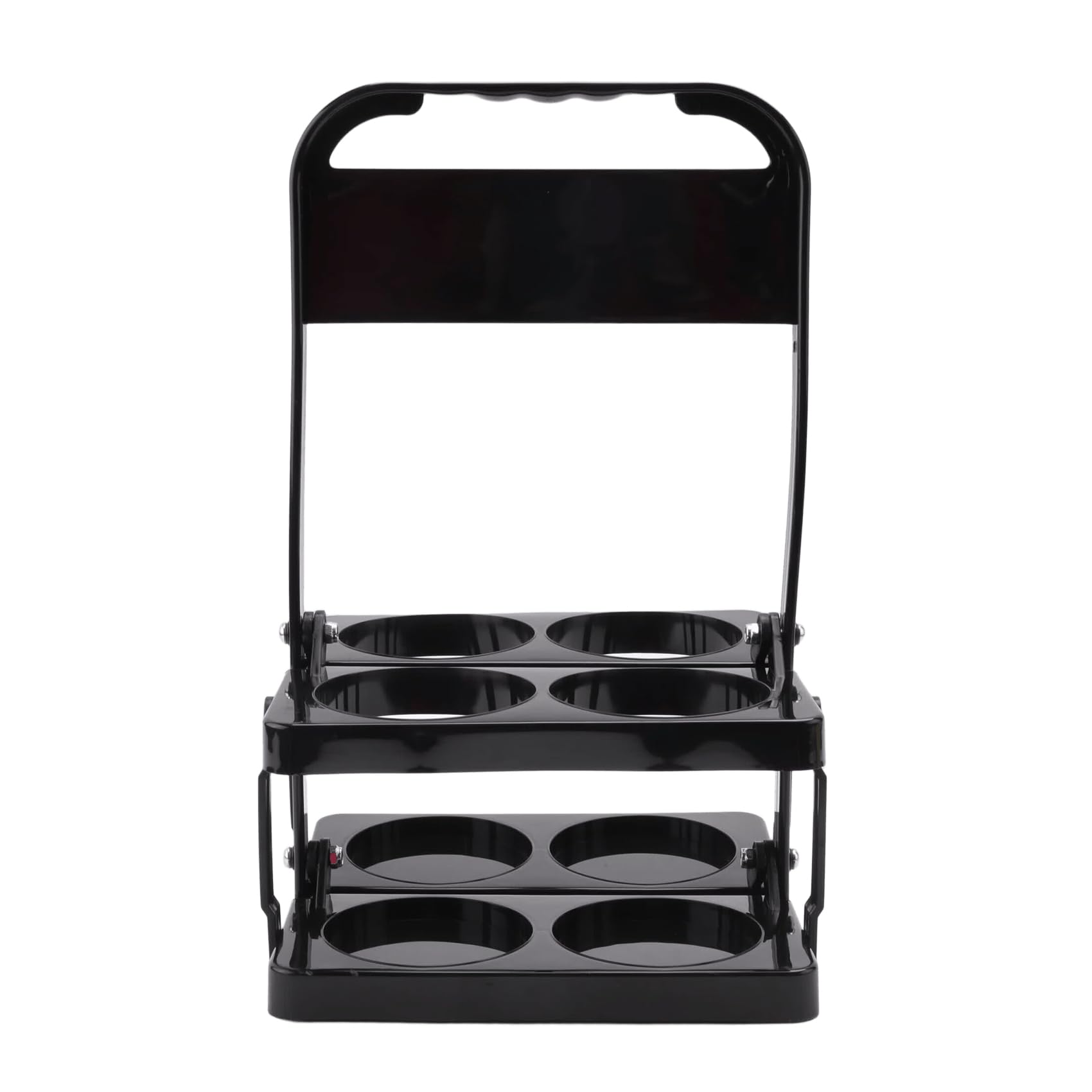 Jovryn 4 Holes Foldable Plastic Beverage Carrier,Reusable Drink Holder with Handle Portable Drink Holder Black