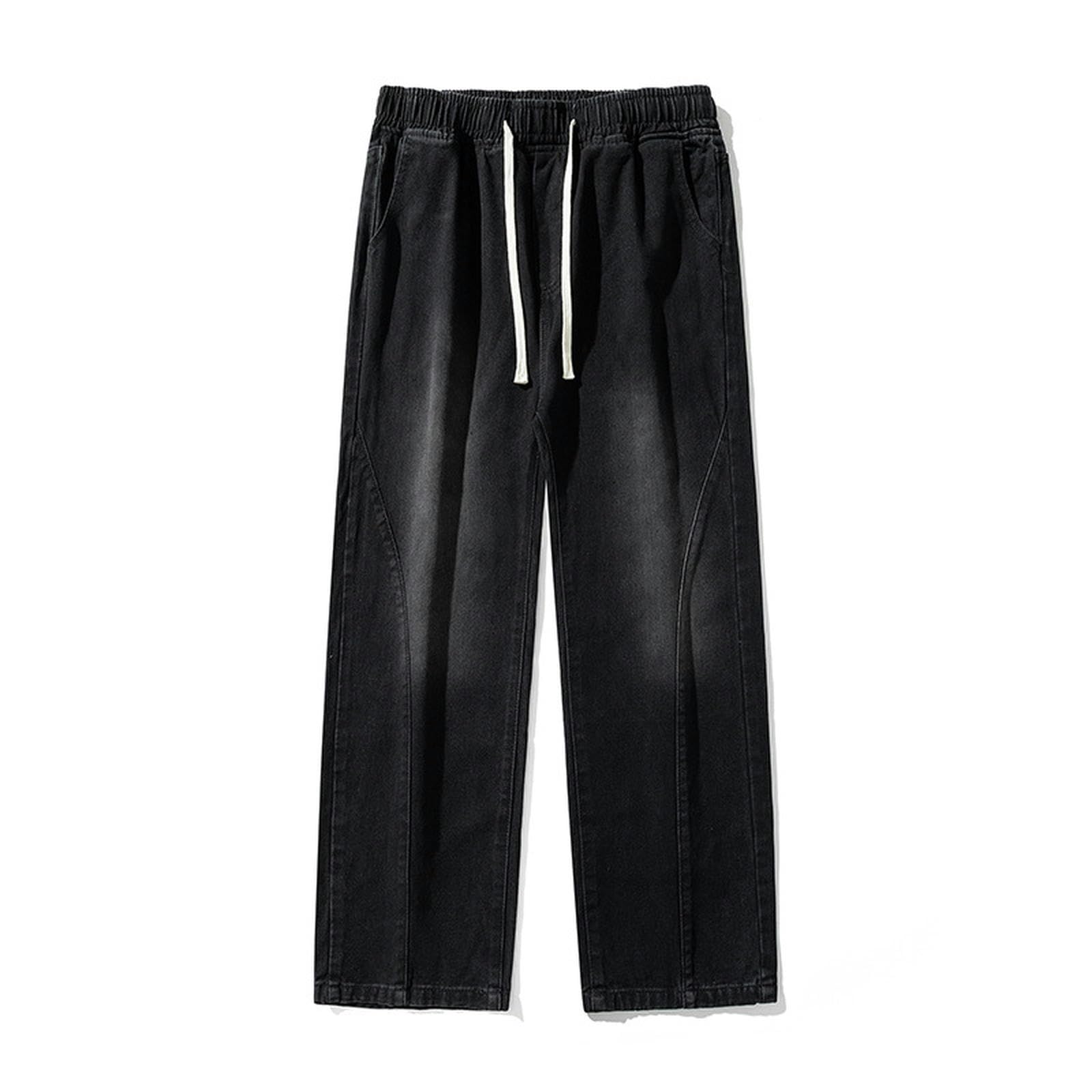 Jeans Uomo Primavera Pantaloni Larghi Drappeggiati Basic Pantaloni Larghi Dritti - Azzurro - L