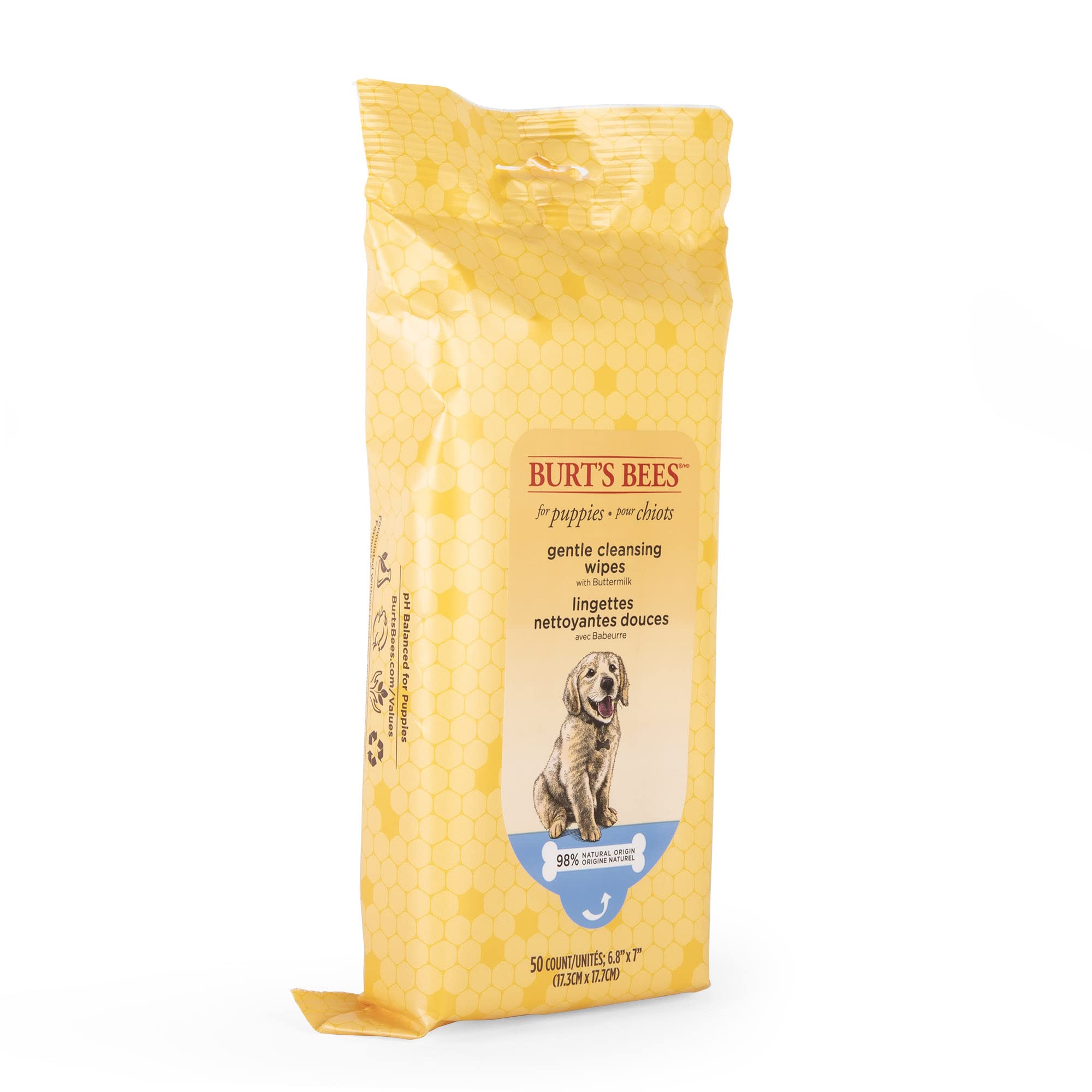 Burt's Bees for Pets Toallitas de Limpieza Suave para Cachorros con suero de Leche, 6 Unidades, fórmulas de Origen 98% Natural, toallitas hipoalergénicas para Perros, toallitas de Limpieza para | Fórmula de suero de leche, hipoalergénica, 98% de origen na