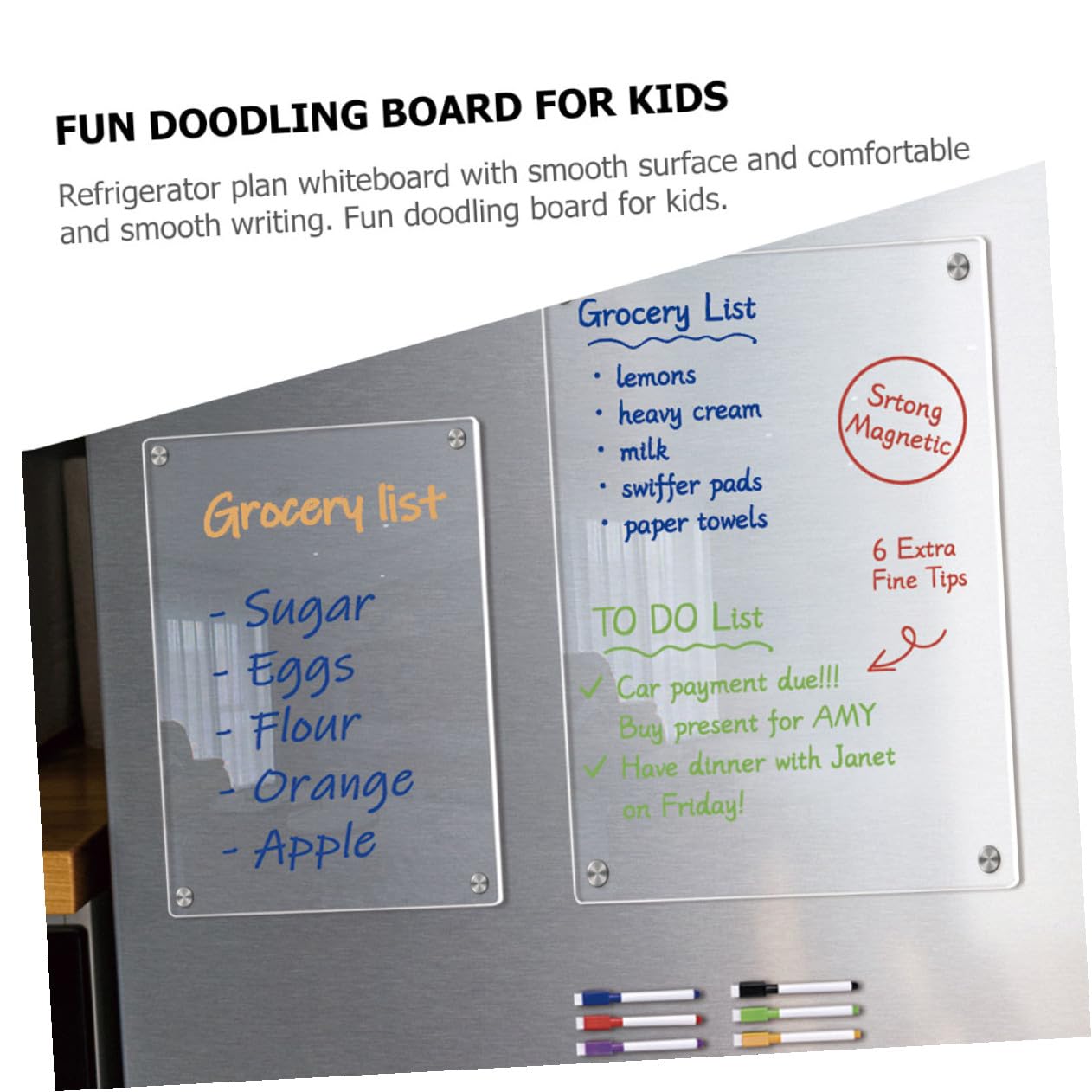 Magnetische Acryl Kühlschranktafel A3 A4 Transparente Trocken Abwischbare Planungs Und Nachrichtentafel Mit 6 Whiteboard Markern Für Haushalt Und Büro