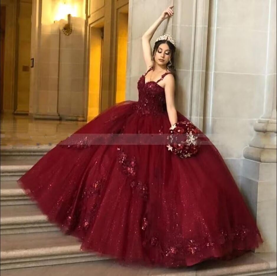 Floral Flower Lace Applique Tulle Prom Dresses Ball Gown Quinceanera Dress Off The Shoulder 20252