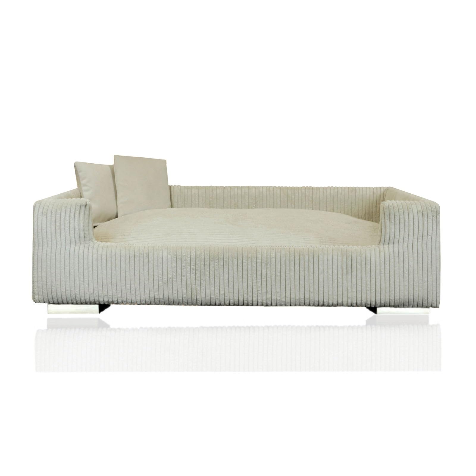 Rohrschneider ® Hundesofa, Hundebett Cord für mittelgroße und große Hunde, inkl. 2 Dekokissen beige