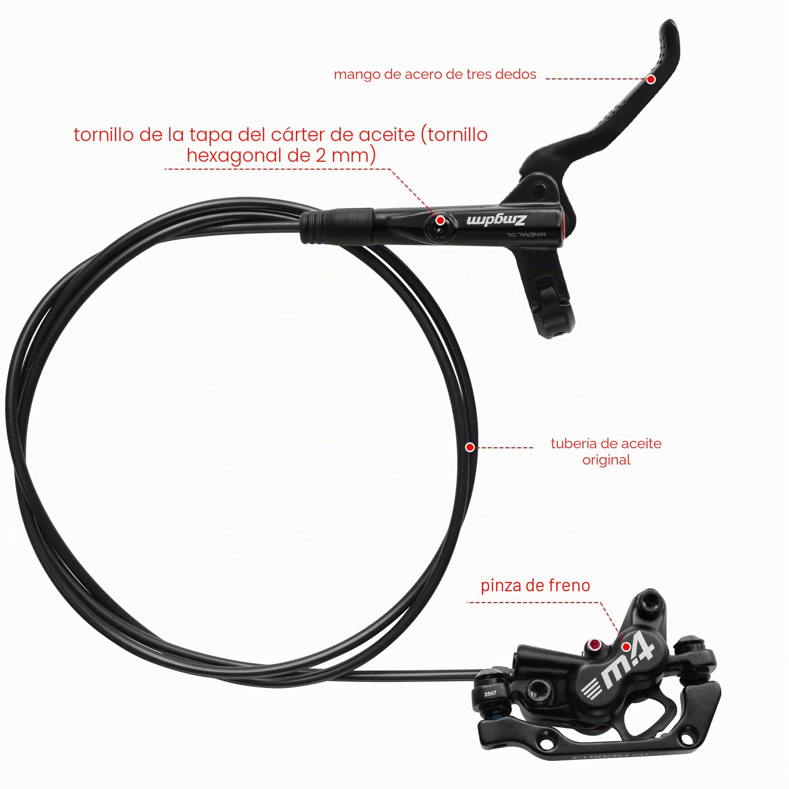 Juego de frenos de disco hidráulicos para MTB, frenos de disco hidráulicos con rotor de 160 mm, delantero izquierdo/trasero derecho, adaptador para MTB BMX