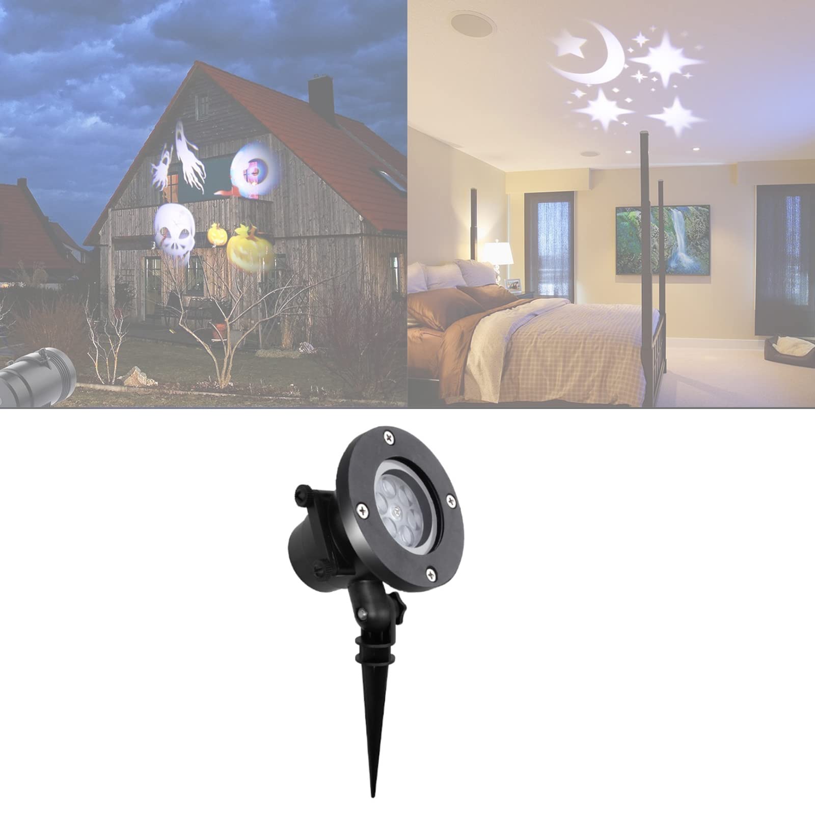 Lumières de projecteur d'Halloween, 12 diapositives lumières de projecteur de Noël IP65 lumière de projection extérieure étanche pour les décorations de jardin de fête d'halloween de Noël (taille: rég