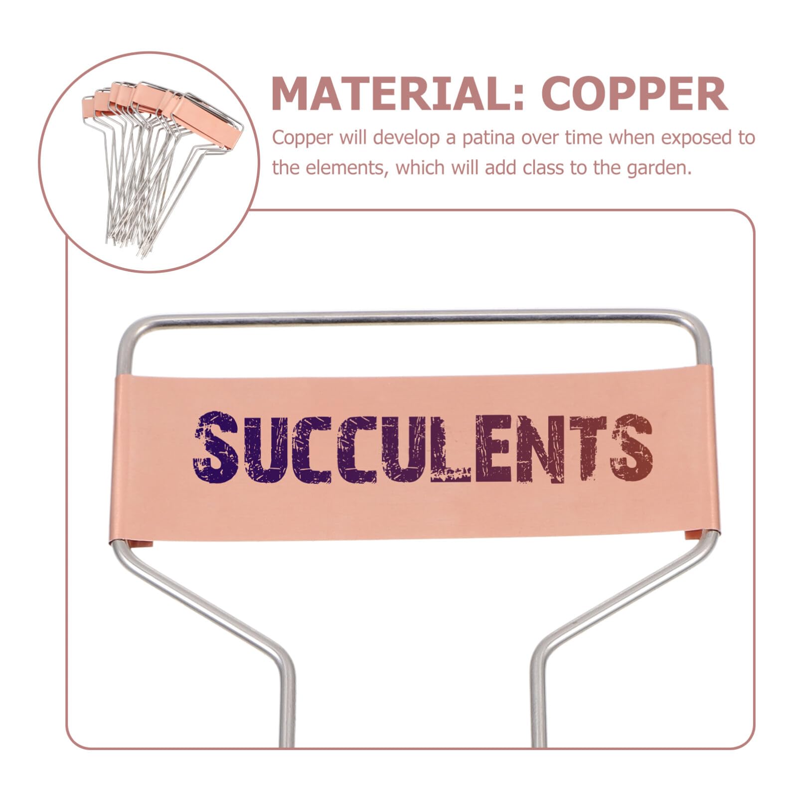 SUPVOX Copper Plate Metal Plant Labels Weatherproof Garden Stake Tags Reusable Planting Gardening Markers for Flowers, Vegetables,Etc-15PCS(5.9X 2.5 in