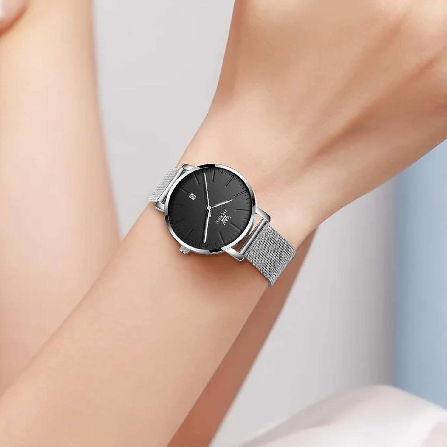 OLEVS Women Watches, Elegant Rose Gold Small Wrist Ladies Watch, Sophisticated Waterproof Mesh Bracelet Quartz Watch for Women - Image 7