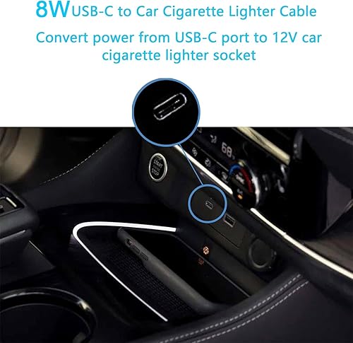 Miniatura 4 de CERRXIAN Cable de alimentación USB C macho a 12V 8W para encendedor de cigarrillos, cable de alimentación para Dash Cam, GPS, tiras de luz LED para
