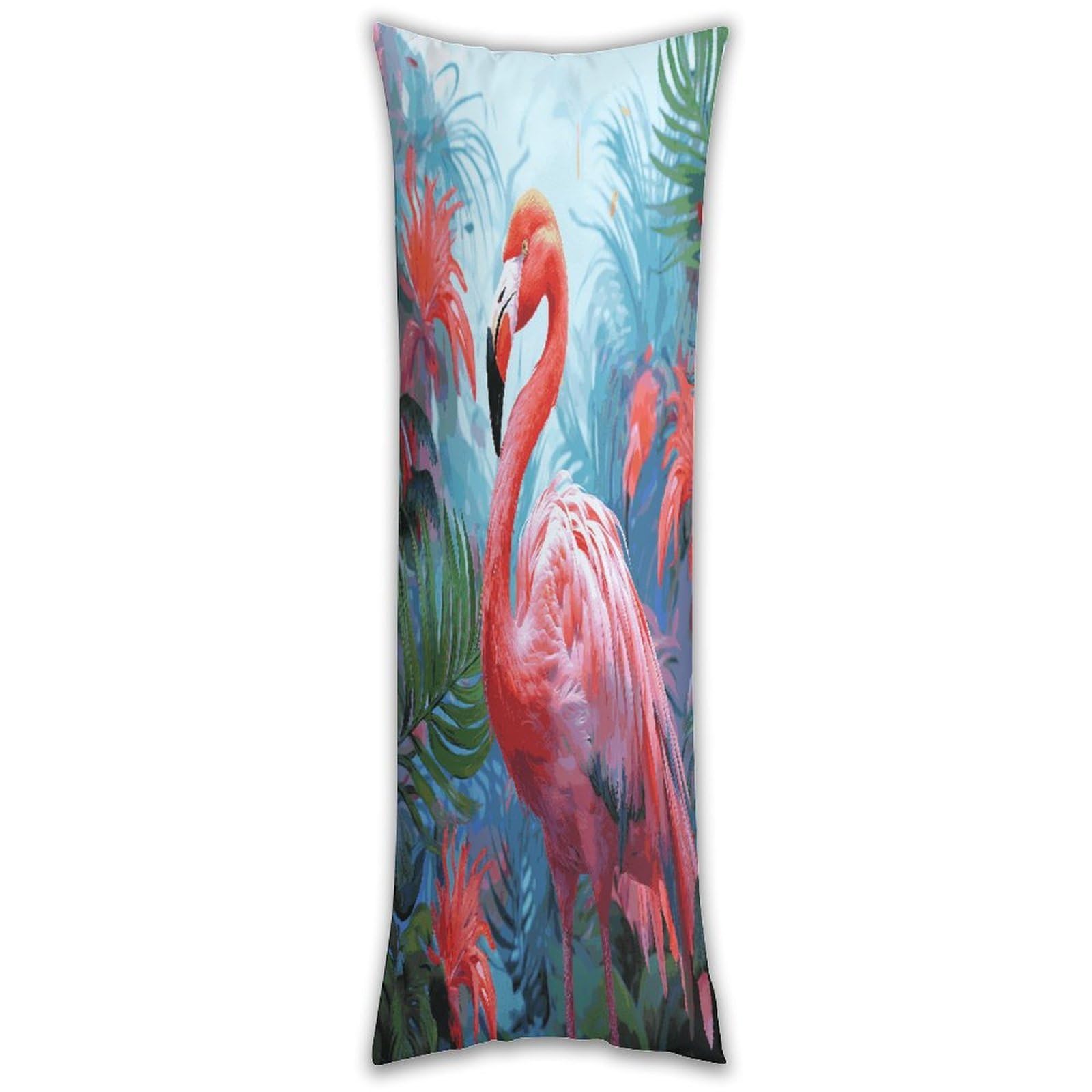 Painted Flamingo Long Pillow Case with Zipper Ultra Soft Microfiber Long Pillow Cover Breathable Body Pillow Protector Soft Wrinkle Pillowcase for Bed Sofa Bedroom 53 X 19 in