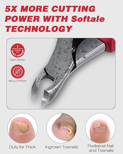Miniatura 4 de Softale Cortaúñas profesional para uñas gruesas, juego 7 en 1 súper afilado, podólogo, cortaúñas de pies de acero inoxidable, cortaúñas encarnadas