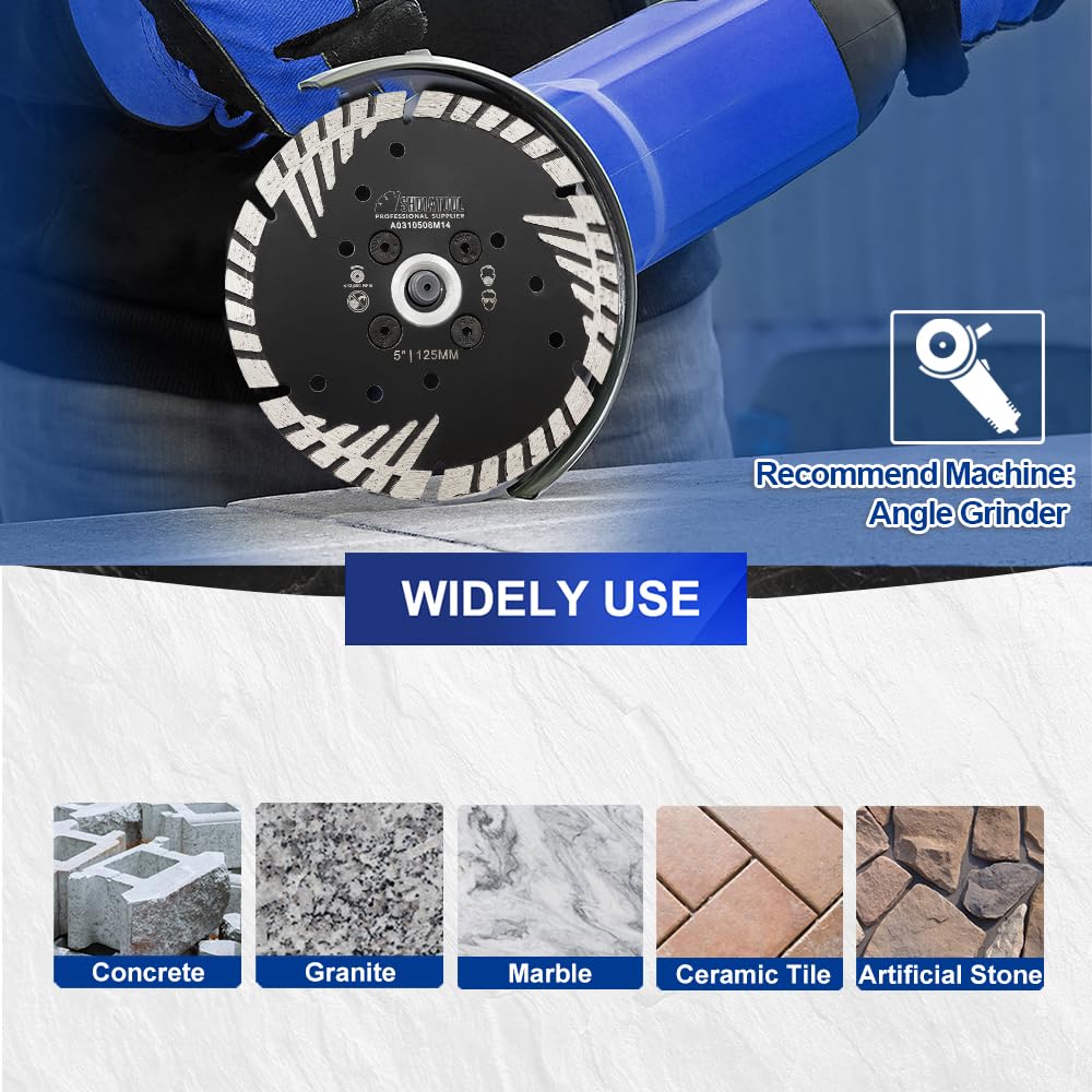 SHDIATOOL Disco de Corte de Diamante 2 Piezas 230mm x M14 Hoja de Sierra con Turbo Slant Protection Dientes para Ladrillo Azulejos Cerámica Mármol Granito