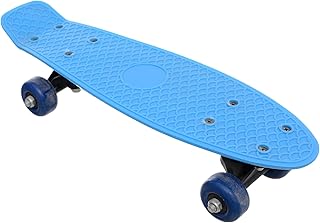 لوح تزلج بلاستيكي للأطفال بألوان زاهية وركوب سهل متين وخفيف الوزن مع عجلات دوارة ناعمة للمبتدئين للمرح في الأماكن الخارجية، أزرق
