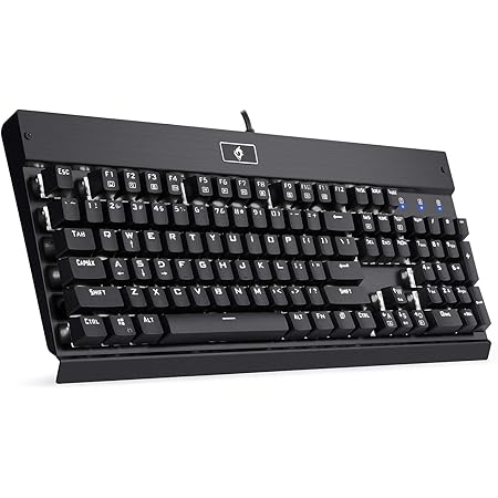 EagleTec KG010 Mechanical Keyboard Wired Ergonomic Brown Switches Equivalent for Office PC Home or Business (Black Keyboard White Backlit)