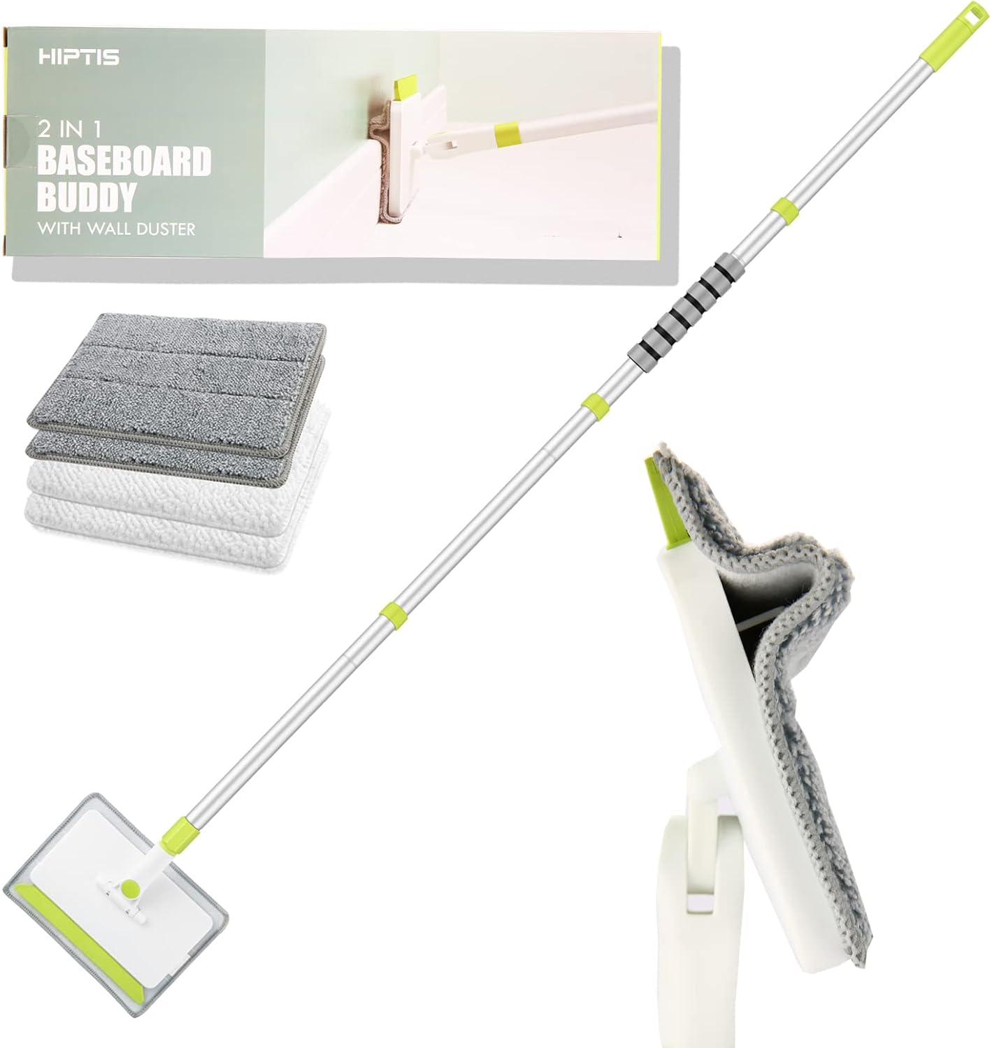 HIPTIS Baseboard Cleaner Tool with 54'' Long Handle