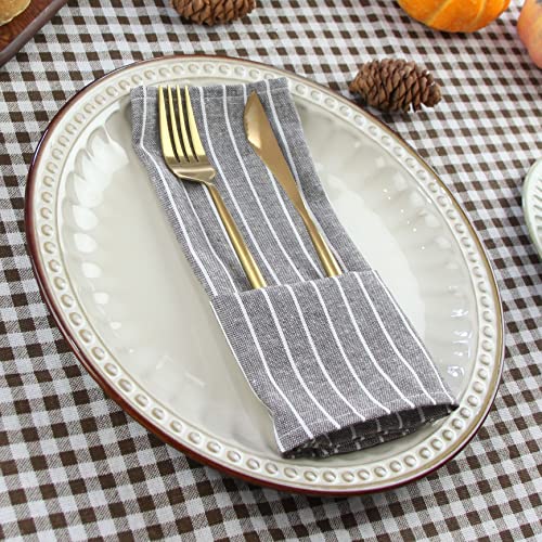 Chiffon de coton serviettes de table rayées pour repas de famille - 4