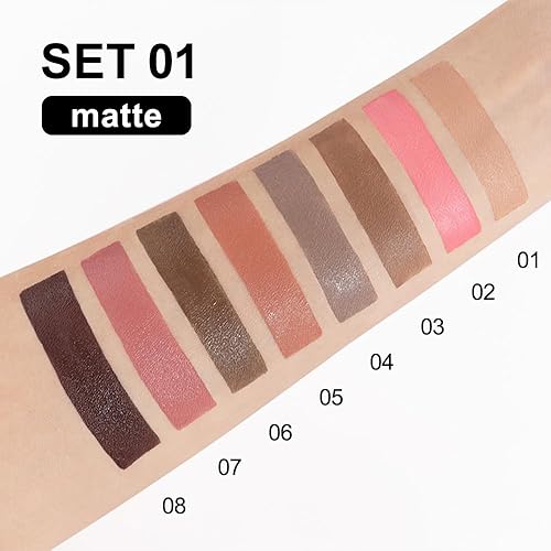 Miniatura 5 de evpct Juego de 8 sombras de ojos líquidas mate Naked Nude Beige Natural Dark Brown Light Brown Gold Pink Mauve suave cremoso sombra de ojos líquida,