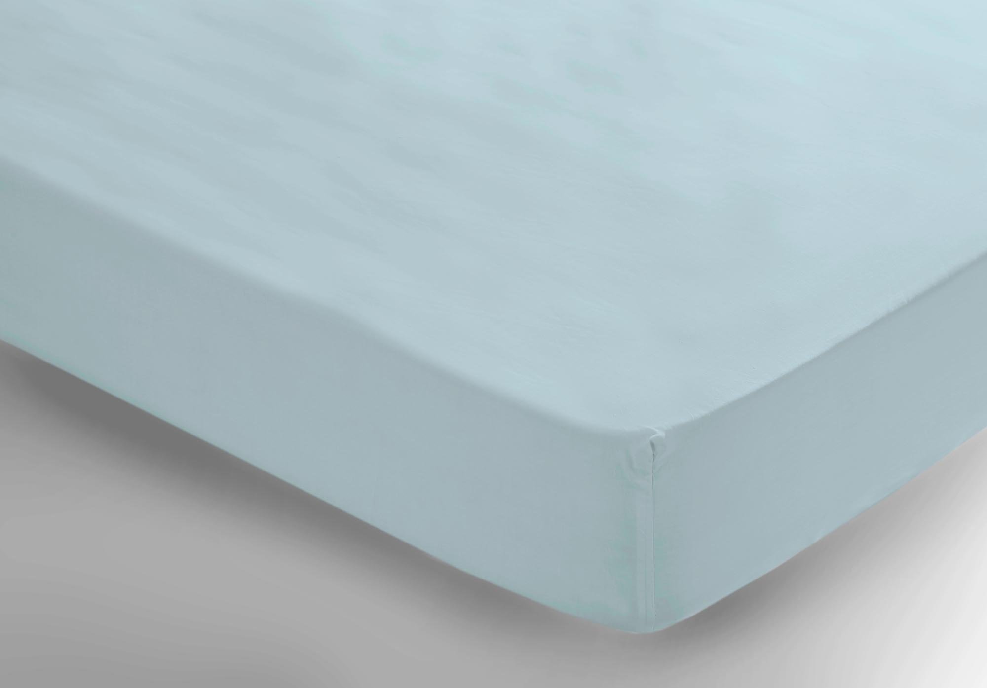 Belledorm Duck Egg Blue Easycare Percale Fitted Sheet (Double) (Duck Egg Blue)
