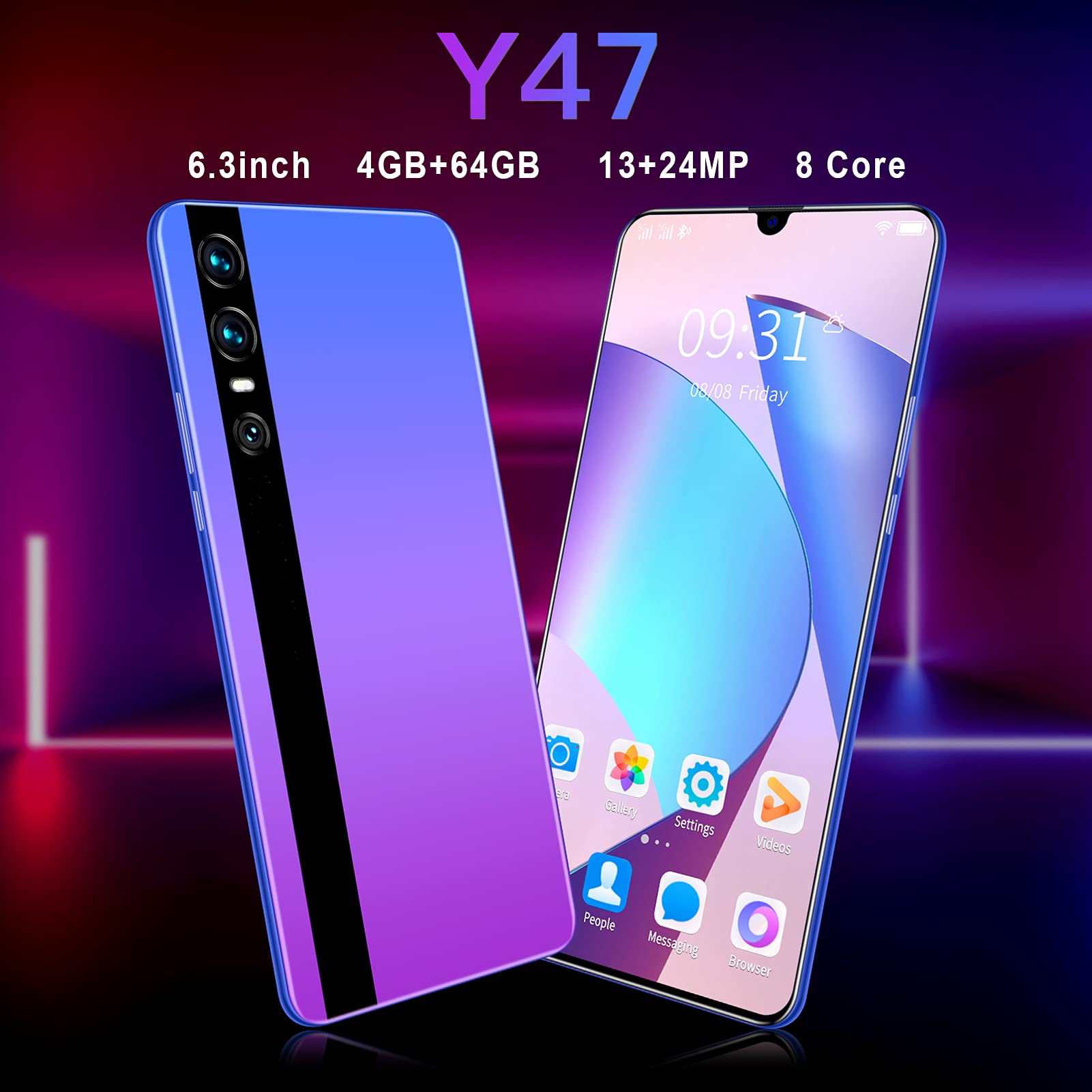 Amazon.co.jp: 携帯電話Y47、4GB + 64GB、6.3インチHD +ウォーター