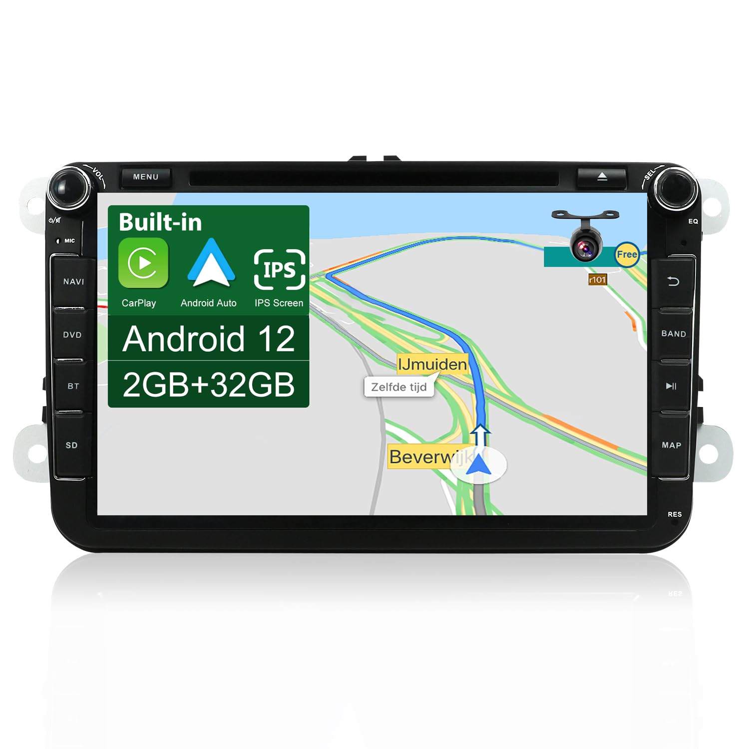 Radio samochodowe JOYX Android 10 pasuje do VW Passat/Golf/Skoda/Seat -【2G + 32G】- Kamera cofania Canbus gratis - GPS 2 Din - 8 cali - obsługuje sterowanie kierownicą DAB 4G WiFi Bluetooth Mirrorlink