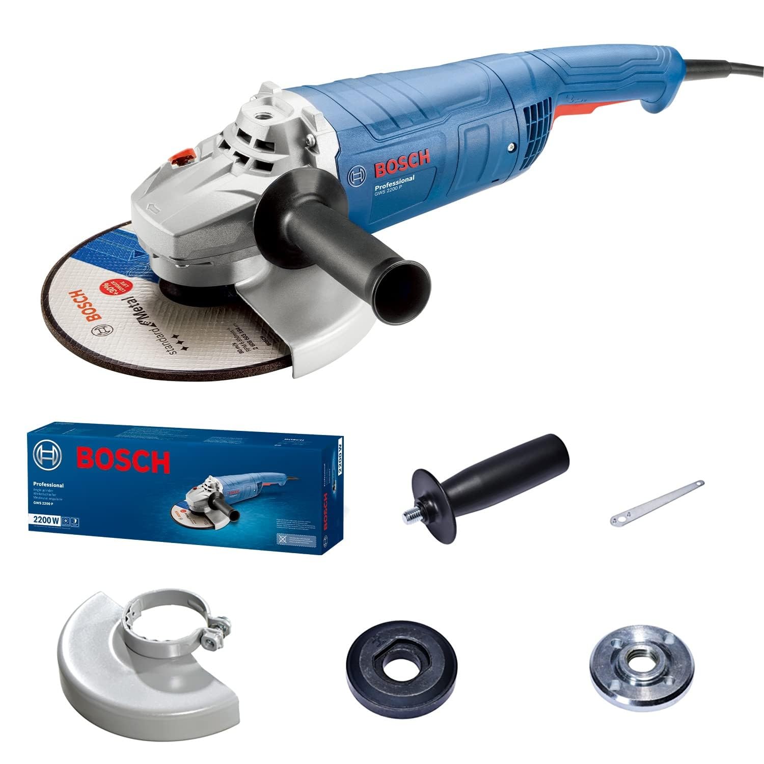 Bosch 06018F4160 GWS 2200 P Professional 180mm Angle Grinder 2200W...