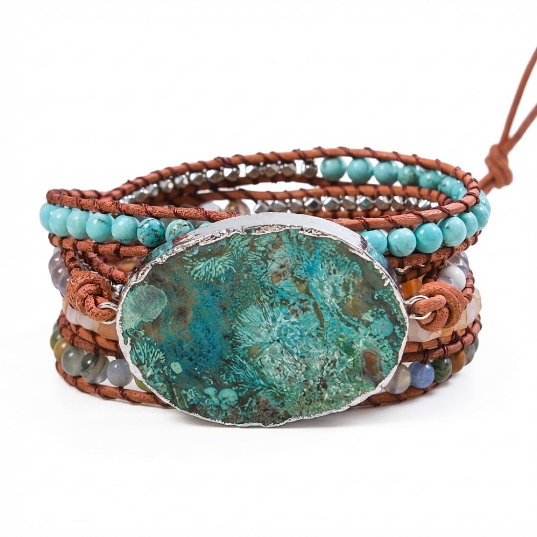 YGLINE Boho Handmade Natural Stone Wrap Bracelets Jasper Crystal Beads Bracelet Jewelry