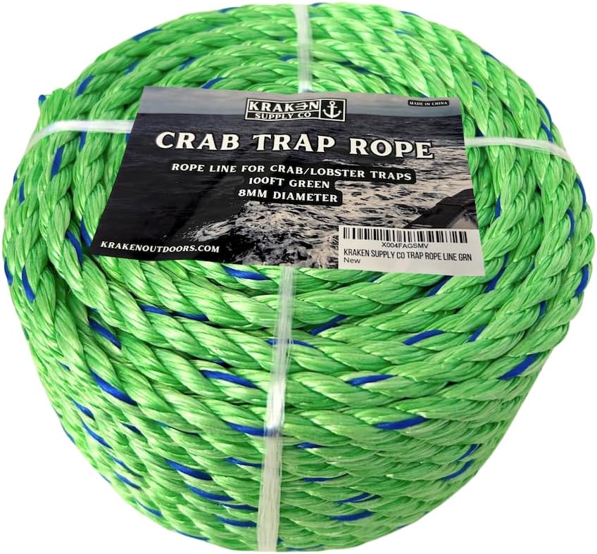 Poly Crab Line for Crab Traps 100 Feet 5/16 inch 8mm Diameter (Green)