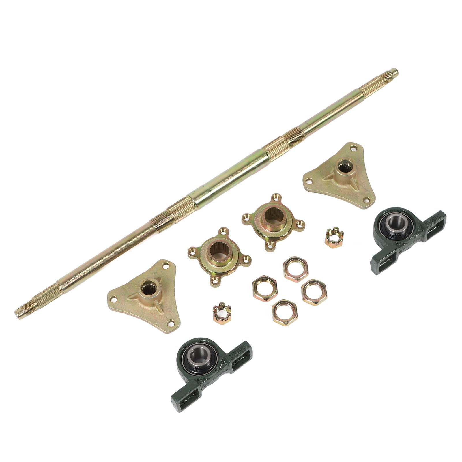 24-Zoll Go-Kart-Hinterachssatz, Hinterachswellen-Kit Anti-Schlag-Naben aus Metall, ATV-Hinterachs-Montagesa, Bremskettenscheiben-Bremssattel-Nabensatz für 50–150-CC-ATVs Quads Drift-Trikes