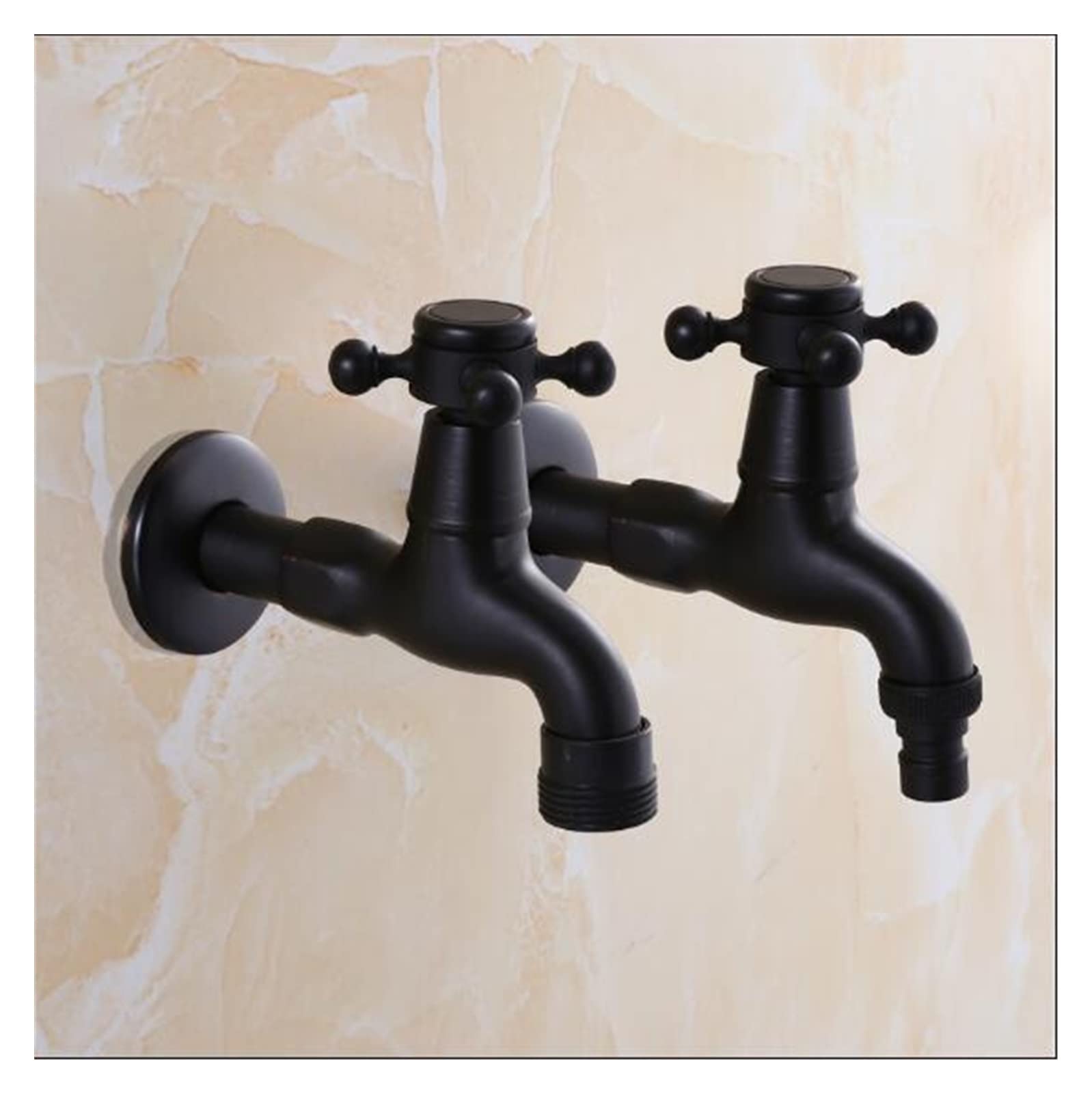 Totale ottone nero olio spazzolato doppio utilizzando la lavatrice rubinetto angolo da giardino Facile da installare(Light Grey)