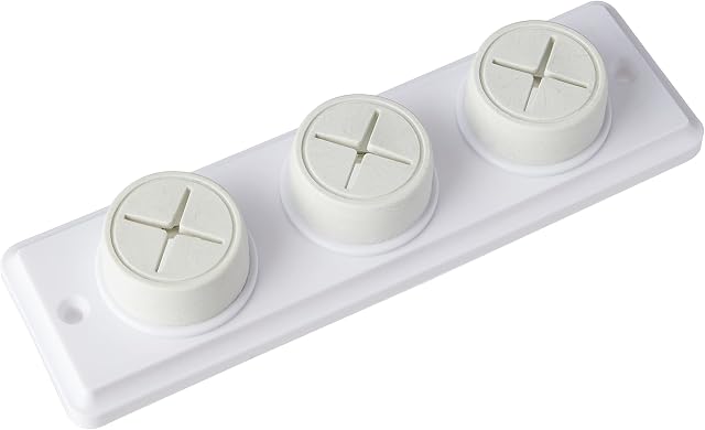 Merriway BH05865 Rubber Push In Triple Towel Cloth Holder Screw Fix - White